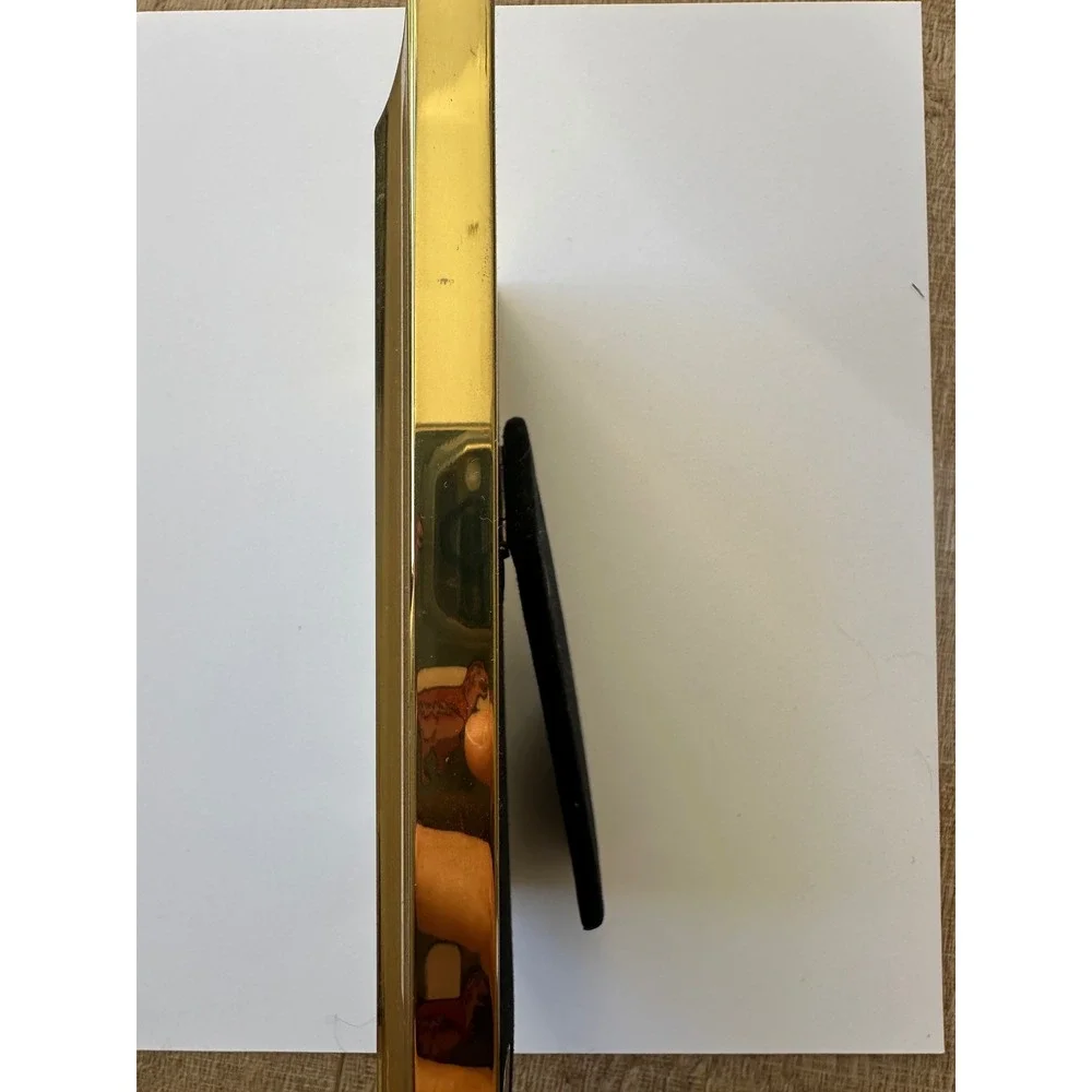 Vintage 90s Fetco Brass Picture Frame Polished‎ Gold Tone Beveled 5x7 Tabletop